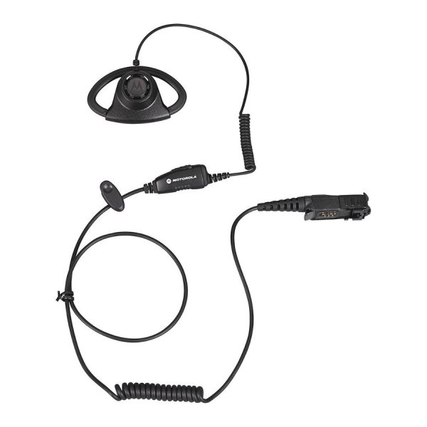 PMLN6757 - Auricular ajustable estilo D con micrófono en línea y PTT, negro